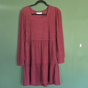 89th & Madison Long Sleeve Dress in Burgundy